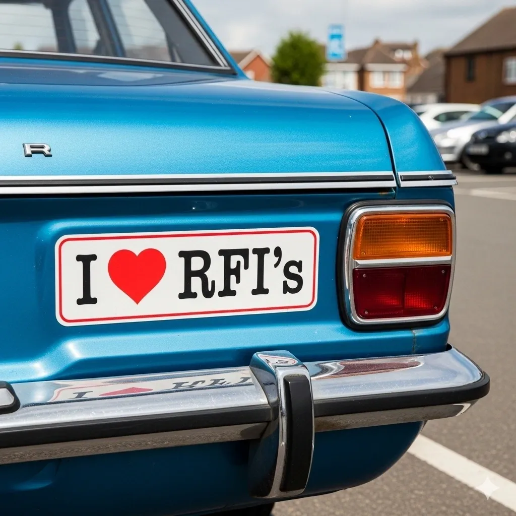 Blue car with custom license plate