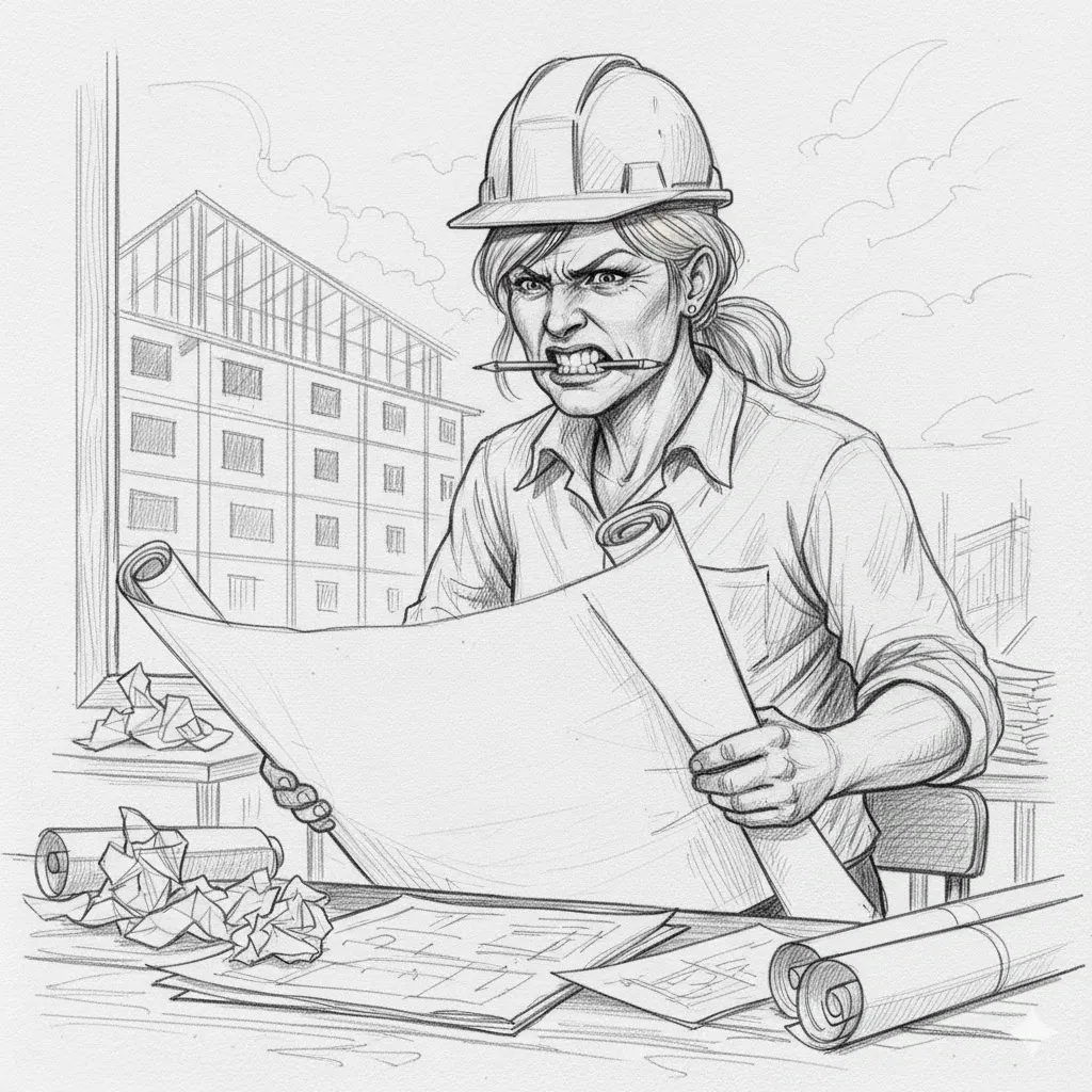 Architect sketching building plans